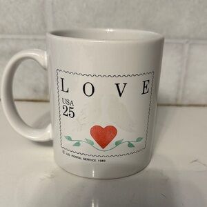 Vintage 1989 White Love Mug with Red Heart USPS ceramic